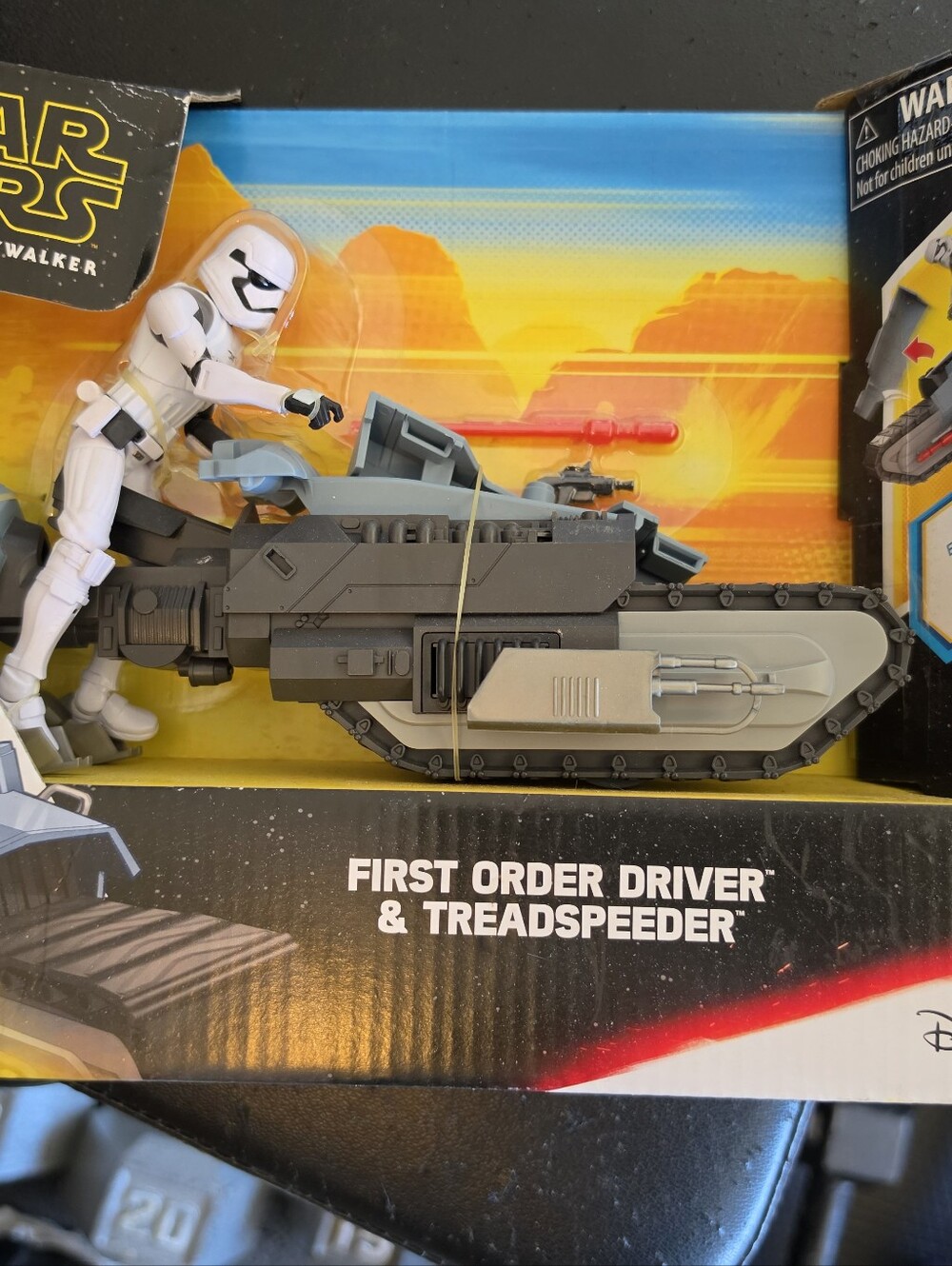 Star Wars White Stormtrooper Action Figure with Black and Gray Treaded Vehicle